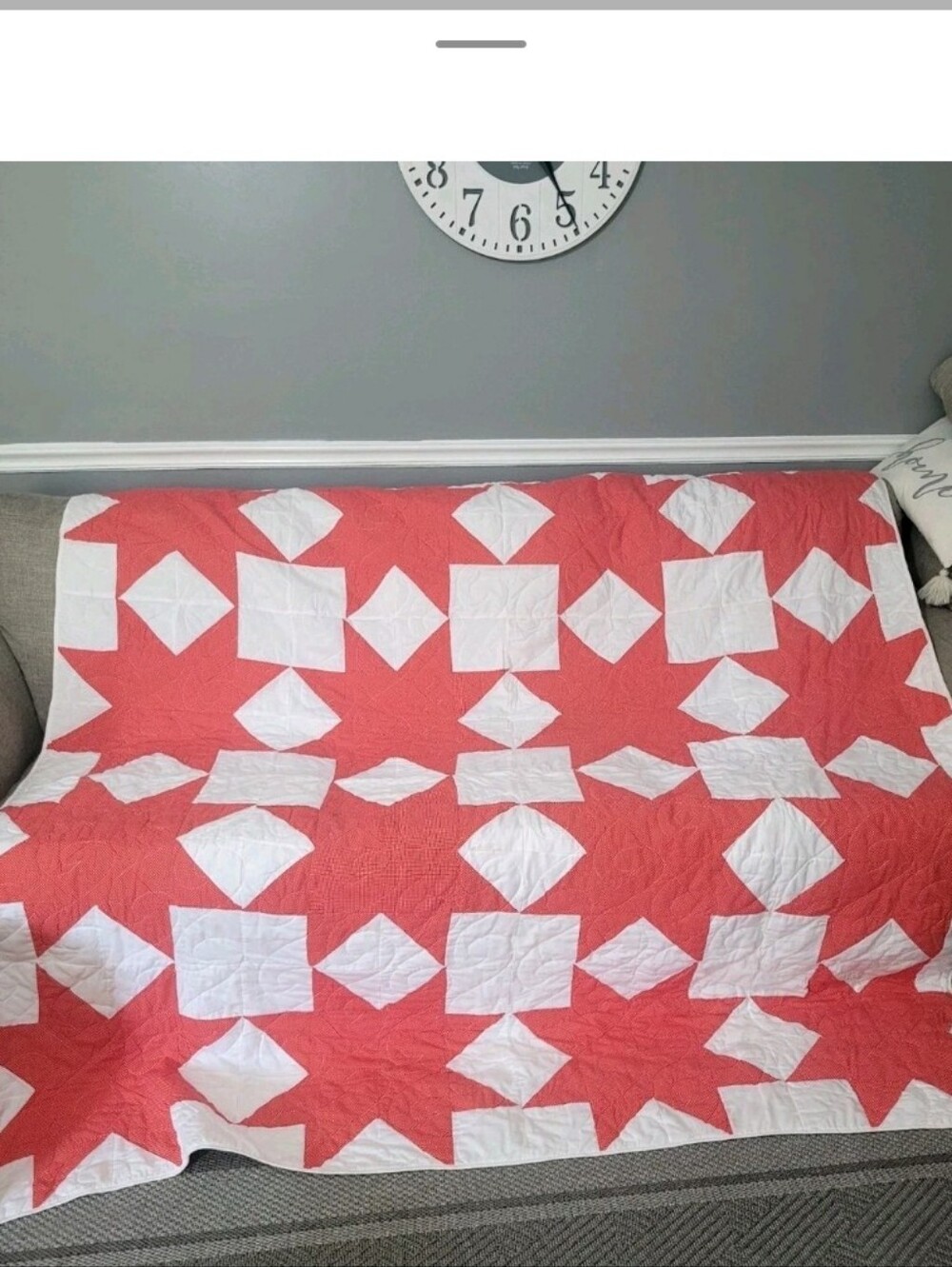 Red & White Designed Afgan 78x76